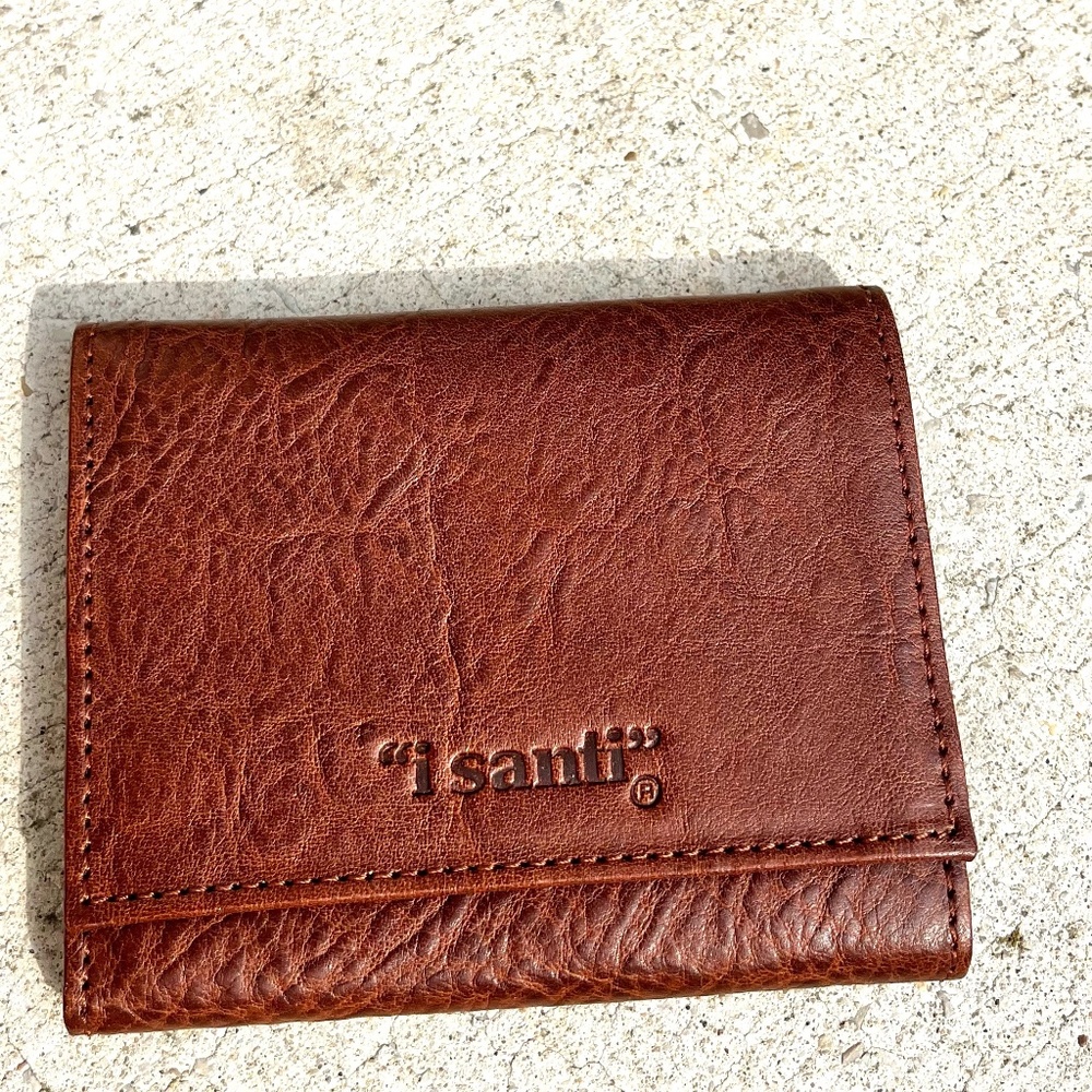 I Santi Made In Italy  Men's Brown Leather Trifold Wallet